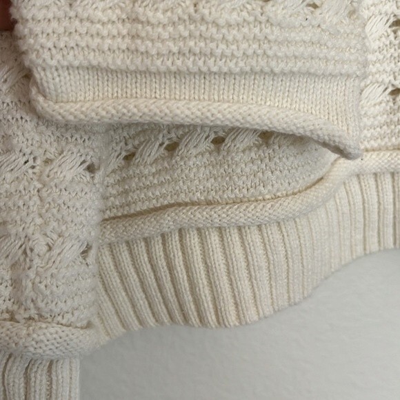 Roxy Womans White Sweater Boho Boxy Beachy Medium - Picture 8 of 11